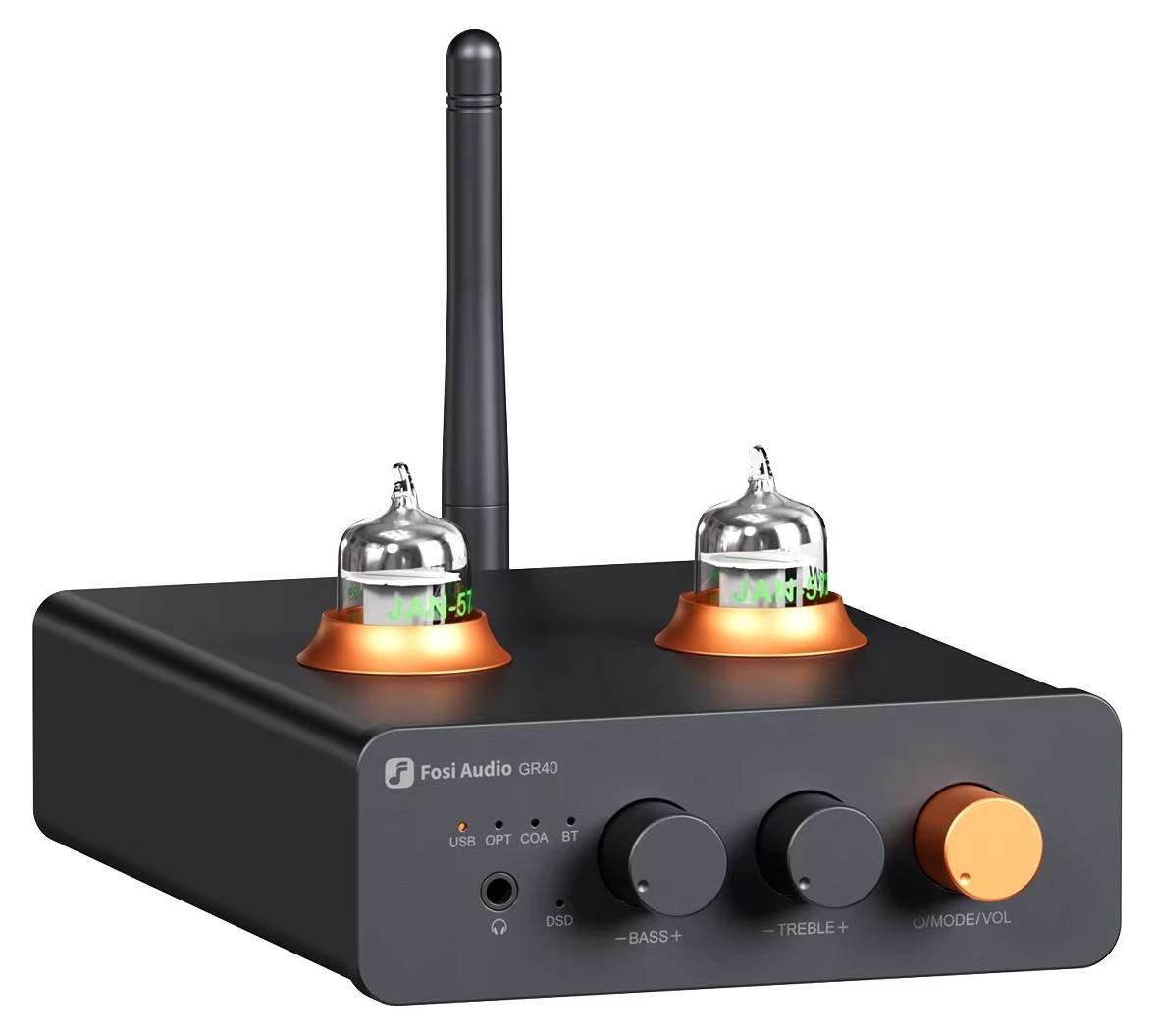 DAC und Kopfhörerverstärker - GR40 Mini-Verstärker - Bluetooth - Röhrenvorverstärker - ES9028Q2M-DAC - DSD/PCM - 2.0-Kanäle - 103 dB Signal-Rausch-Verhältnis