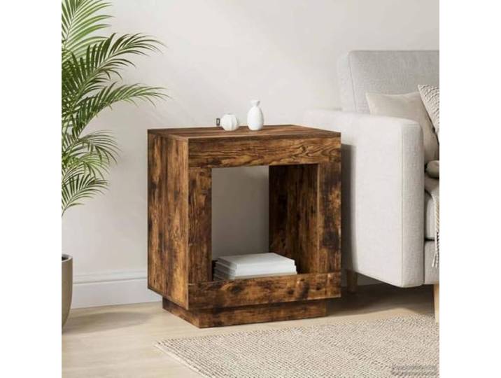 Beistelltisch Raucheiche 60 x 40 x 65 cm Holz Offene Aufbewahrung, rechteckige Form, vielseitig einsetzbar, klares Design, einfache Reinigung
