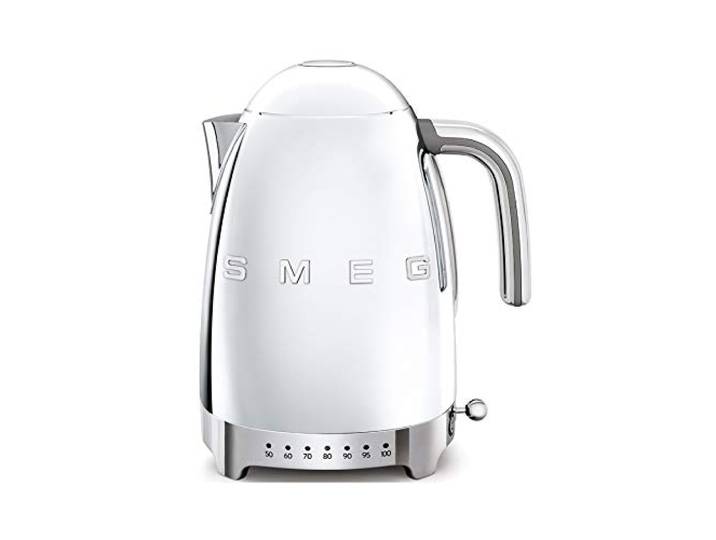 Smeg, Wasserkocher Temperatur regelbar KLF04SSEU 1,7L zuzüglich Temperaturniveaus, Anti-Limiden Filter, Wasserspiegelindikator, Stromversorgung 2400W, Chrom