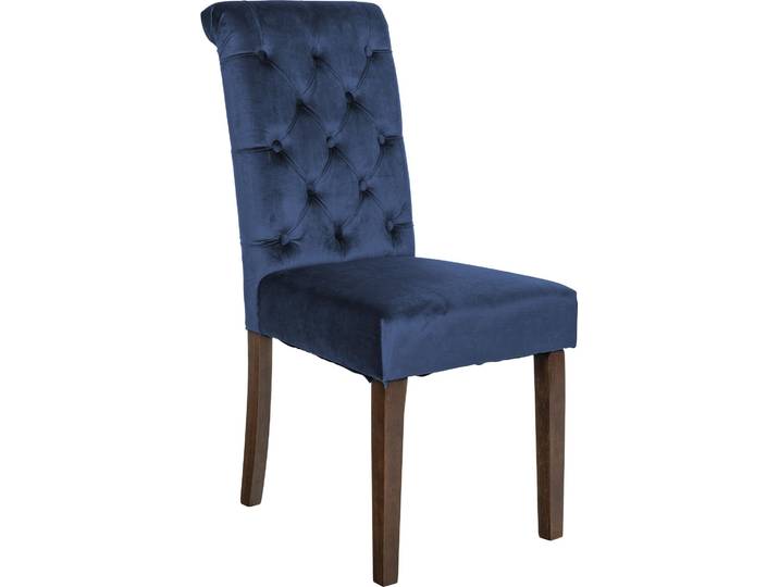 CLP Esszimmerstuhl Lisburn Mit Lehne im Chesterfield Design grau Material Samt