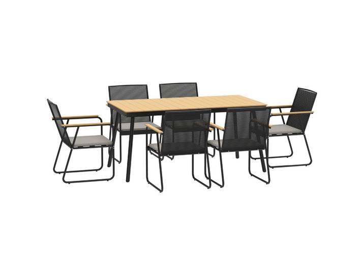 Outsunny Sitzgruppe 7-teilig Metall Essgruppe für 6 Personen Esstisch mit Tisch 6 Stühlen, Naturfarben, Gartenmöbel, Gartengarnituren, Gartenmöbel-Sets