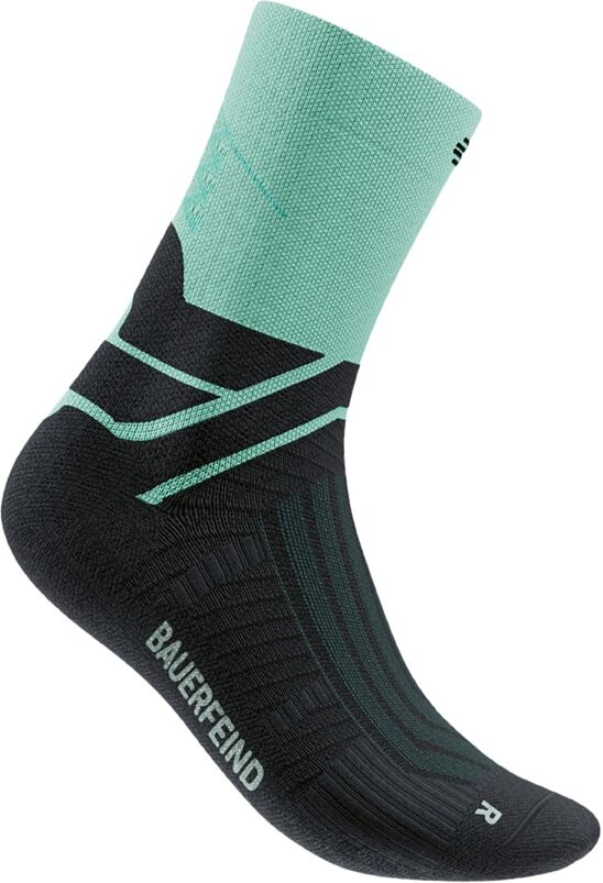 Sportsocken BAUERFEIND "RUN PERFORMANCE MID CUT SOCKS", Damen, Gr. 35-38, Sockengröße, grün (turquoise), Obermaterial: 90% Polyamid, 10% Elasthan, Socken Sportsocken, atmungsaktives High-Performance-Gestrick