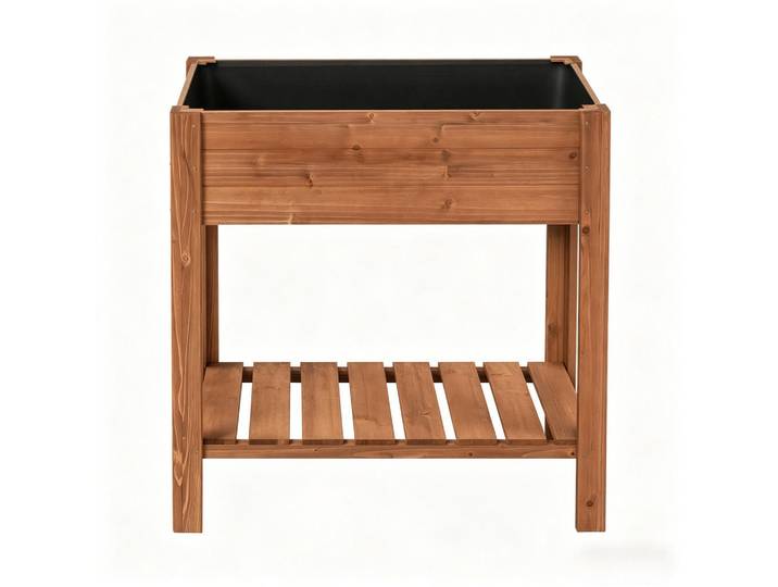 Oxeza Hochbeet 80/40/75 cm Braun mit Lageregal, Metall, Mode, Rechteckig, 40x75x80 cm, Gartenzubehör, Hochbeete