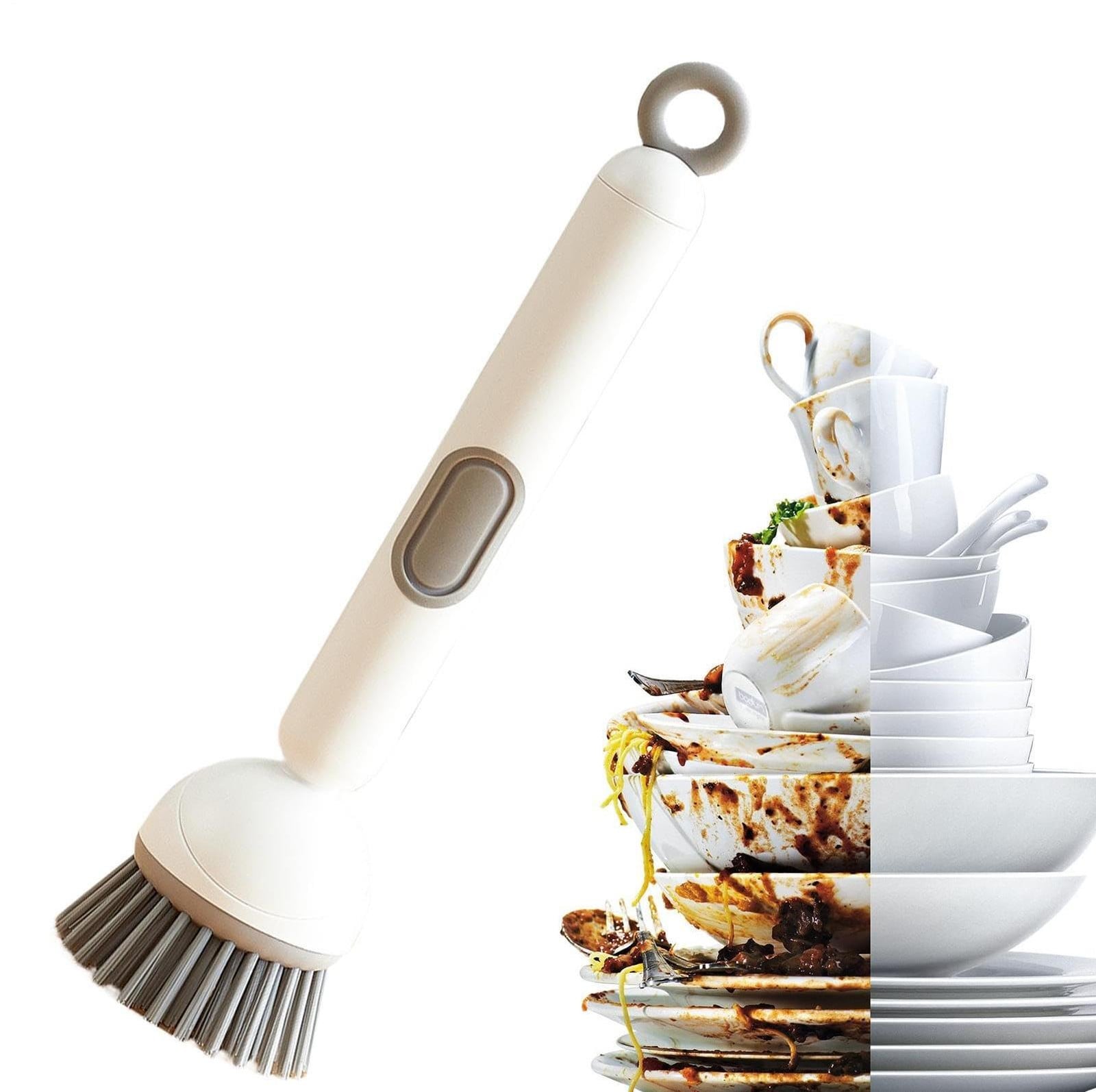 Afwasborstel met draaibare schrobber voor keuken en badkamer