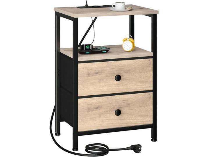 Table De Chevet Avec Prise Industrielle Bois[BI11]