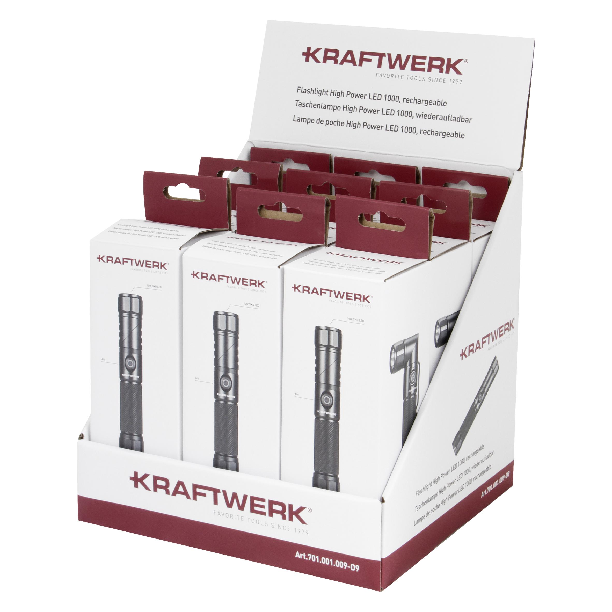 Kraftwerk Display LED Taschenlampe High Power (18 cm, 1000 lm) (701.001.009-D9)