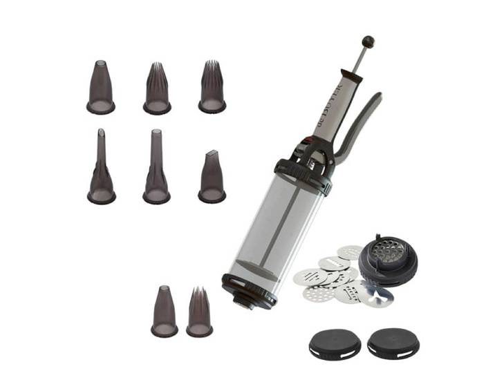 Lot tube piston à pression et coffret douilles tritan à garnir De Buyer