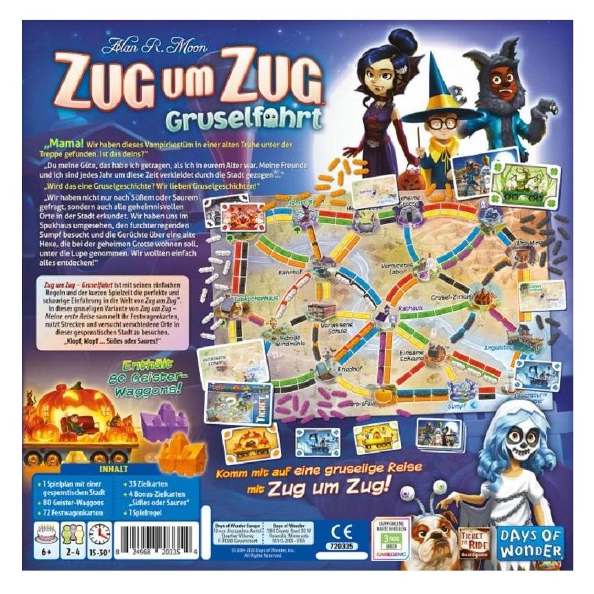 Days of Wonder DOWD0030 - Zug um Zug: Gruselfahrt, Brettspiel, für 2-4 Spieler, ab 6 Jahren (DE-Ausgabe) (Deutsch, 2 - 4 Spieler) (DOWD0030)
