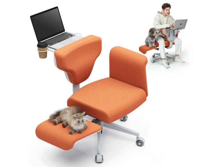 Fauteuil professionnel multi-positions NEWTRAL Freedom-X FF-O avec accoudoirs orange