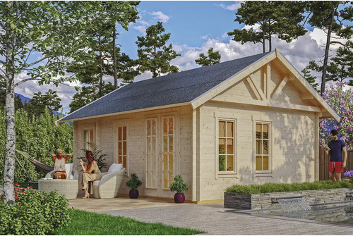 Blockbohlenhaus SKAN HOLZ Toronto 2 Dachschalung, dämmbar, mit Fußboden 500 x 640 cm natur