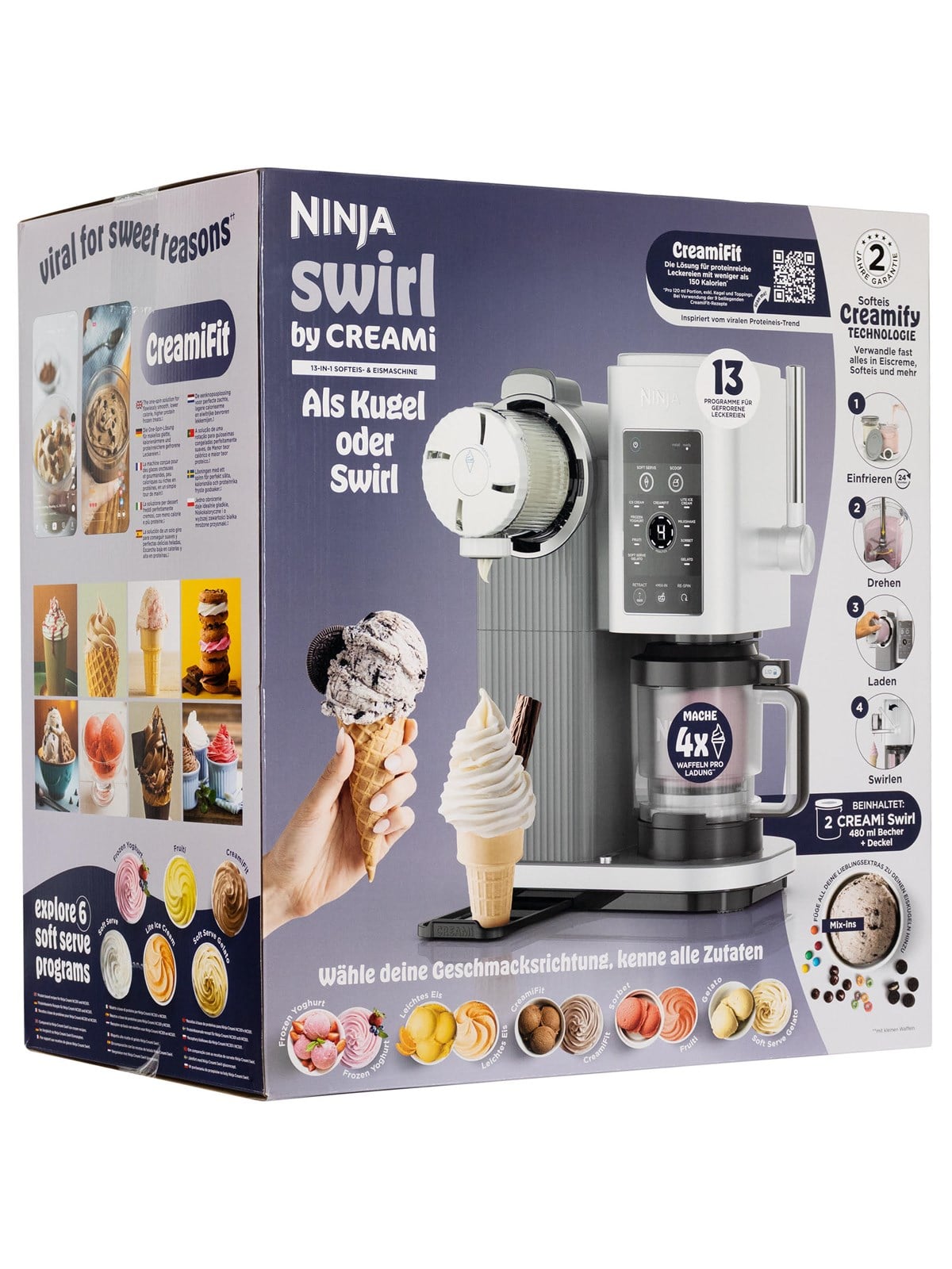 Ninja Eismaschine CREAMi Scoop & Swirl 13-in-1 Softeis & Eismaschine NC701EU