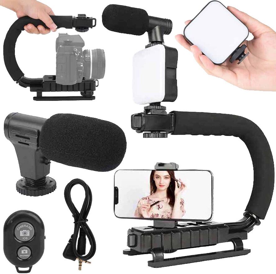 Kit de Vlog p/ Gravação de Vídeo (Tripé + Micro + Suporte de Smartphone)