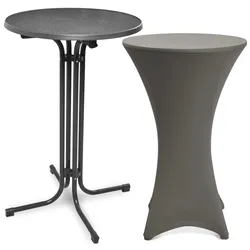 STEHTISCH Bellini Ø 80cm Grau mit Stella Stehtischhusse Ø 80cm Anthrazit