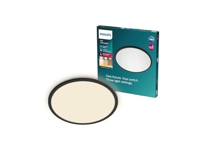 Philips LED SceneSwitch Deckenleuchte (36 W), 3 Helligkeitsstufen, warmweißes Licht, energiesparende Raumbeleuchtung mit EyeComfort, schwarz, 55cm