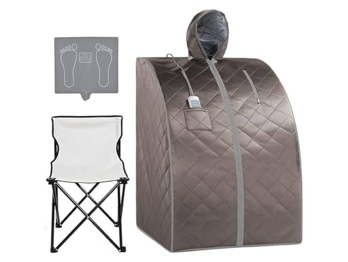 Saunazelt, Persönliche Infrarot-Sauna for zu Hause, tragbares Sauna-Spa-Zelt mit Hut, verbessertes Stuhl-Heiz-Fußpolster for Entspannung, Entgiftung, Heim-Spa(Dark Gray)