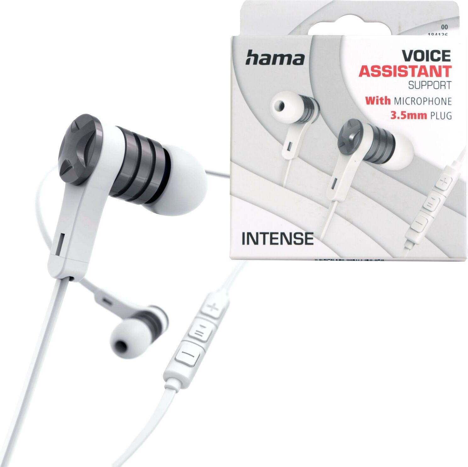 Hama In-ear headset met platte kabel, wit