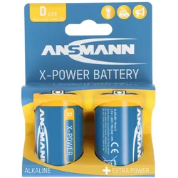 Ansmann X-Power Alkaline Batterie Mono D, LR20, 2er Papierblister