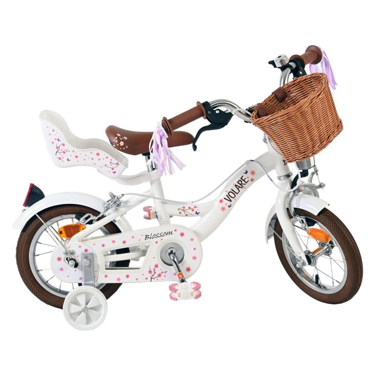 Volare Blossom Kinderfahrrad - Mädchen - 12 Zoll - Weiss - Zwei Handbremsen (12") (64343374)