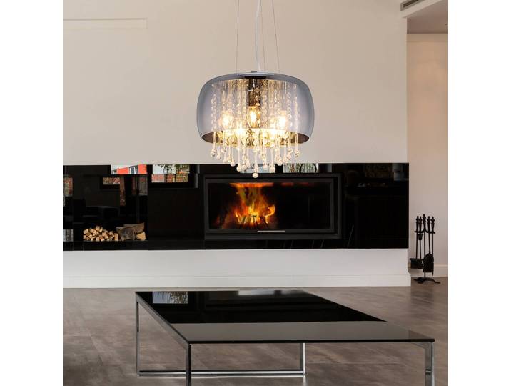 Globo Glas Hängeleuchte Kalla, dimmbar, alu / grau / zink, für Wohn- / Esszimmer, Metall, Modern