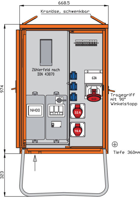 Walther Werke Armoire de distribution 44 kVA avec emplacement compteur WAV0160R1 ; walther_werke (5622066)