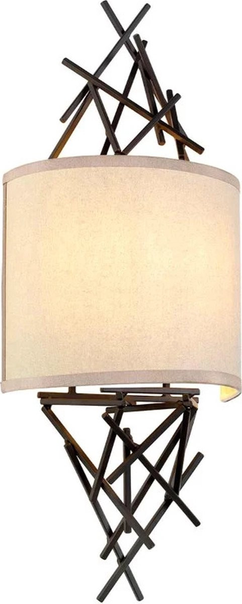 Elstead Lighting Wandlamp Taiko Olde Bronze met linnen kap
