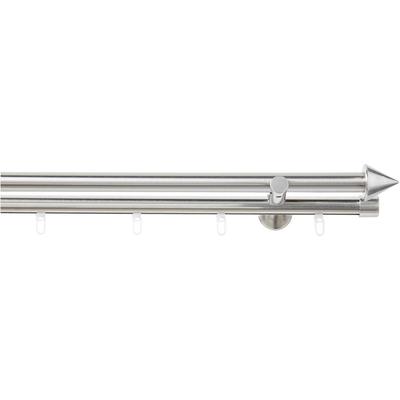 Kombi-Vorhangstange GOOD LIFE "Punta" Gr. 19, silber (edelstahlfarben), L:400cm Ø:20mm, Aluminium, Kunststoff, Metall, Gardinenstangen