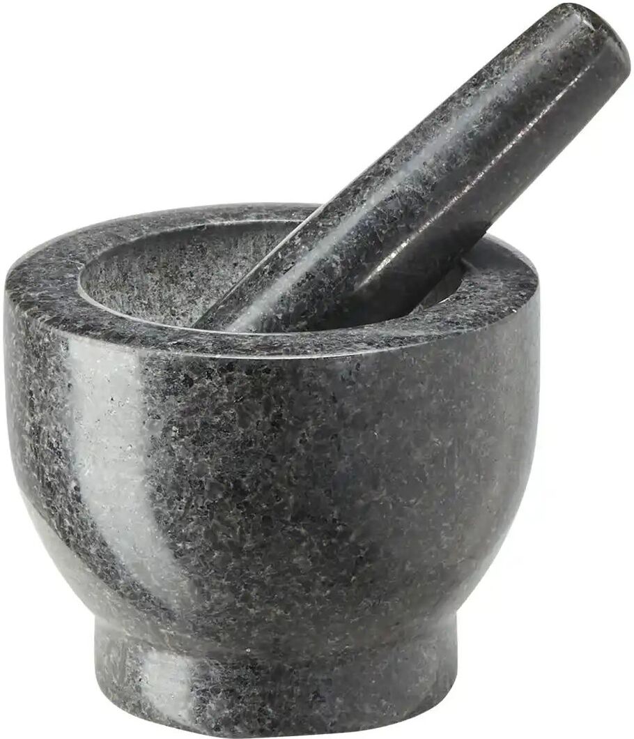 KHG Mörser mit Stößel  Mörser ¦ grau ¦ Granit ¦ Maße (cm): H: 8  Ø: 10