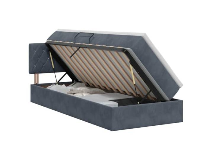 KTHLBRH Bett mit Stauraum, dunkelgrau, 90 x 190 cm, Samt Hydraulisches Heben, Platz unter der Matratze, weicher Samt, quadratische Griffe, minimalistischer Stil
