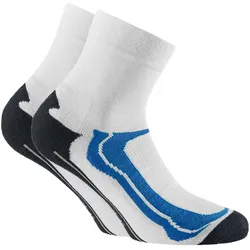 Rohner Basic Unisex Quarter-Socken, 2er Pack - Quarter Sport, Baumwoll-Mix Weiß/Blau / 39-42