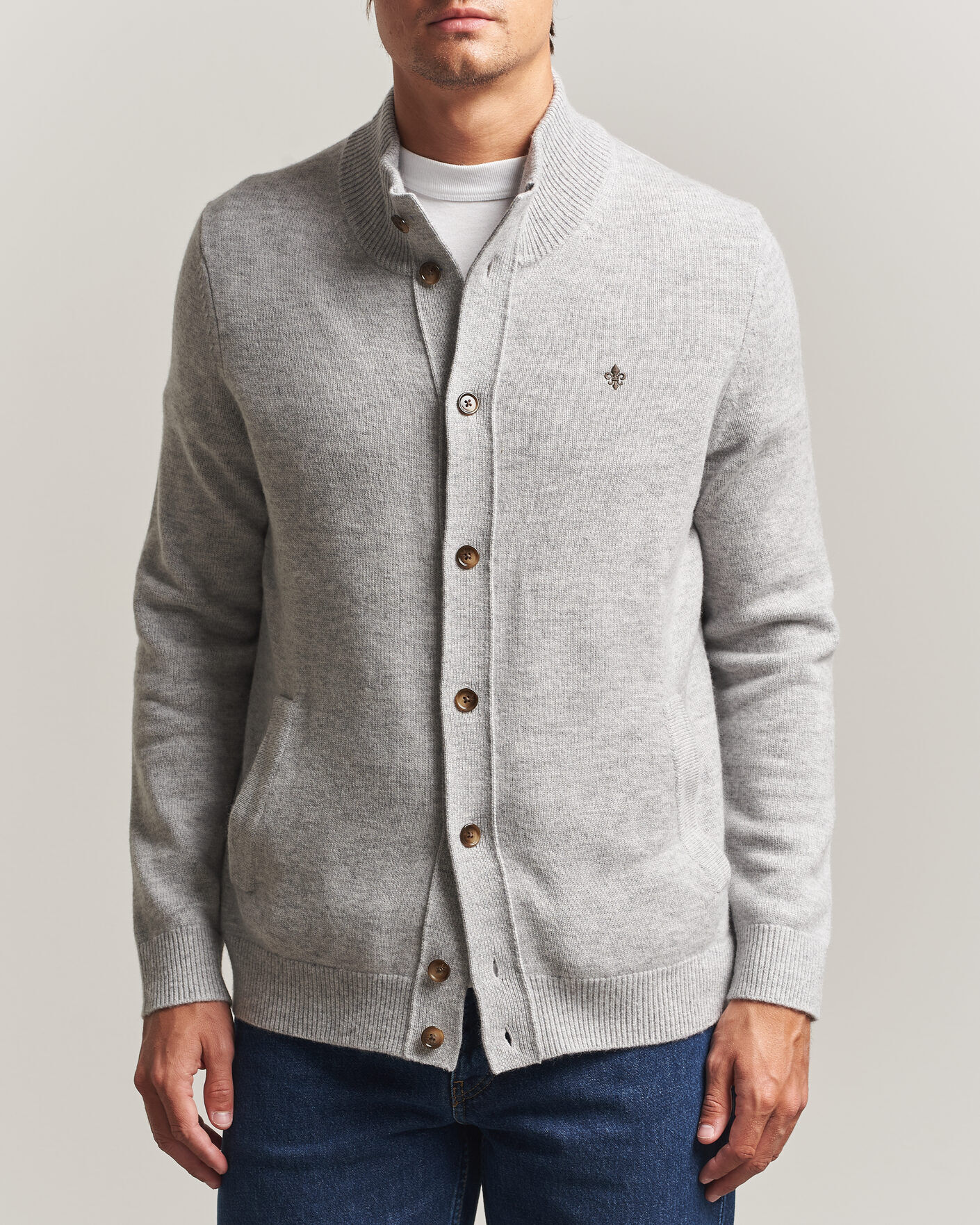 Morris Hertford Button Cardigan Grey men M Grå