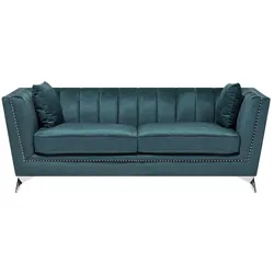 3-SITZER-SOFA Samtstoff Blau-Grün Gaula