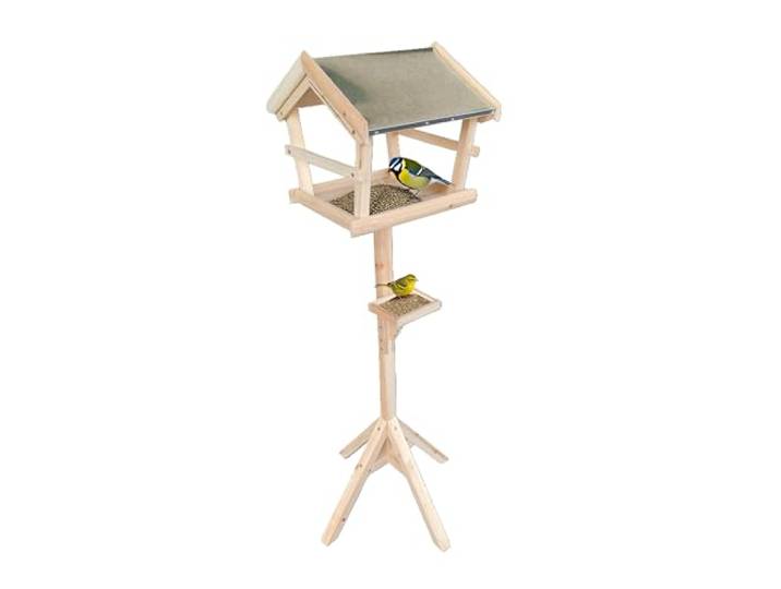 Relaxdays Mangeoire pour Oiseaux avec Support\, Toit étanche\, Jardin\, Balcon et terrasse\, nichoir\, Bois de Sapin\, Naturel