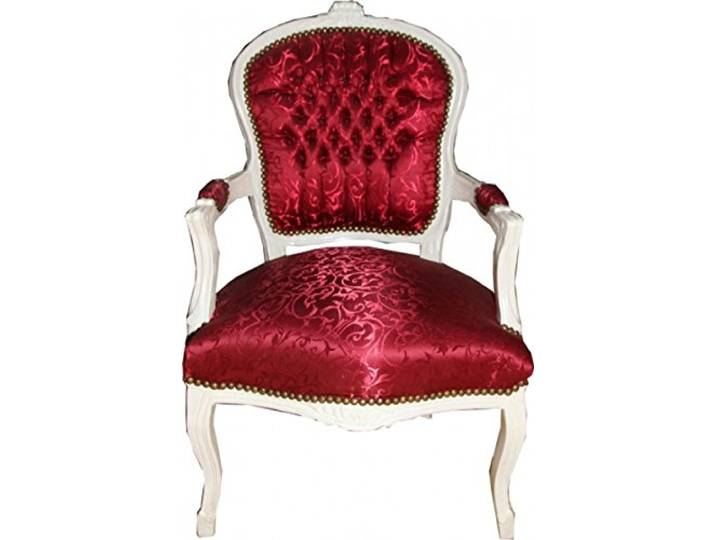Casa Padrino Barock Salon Stuhl Bordeaux Rot Muster/Antik Weiss - Stühle Möbel