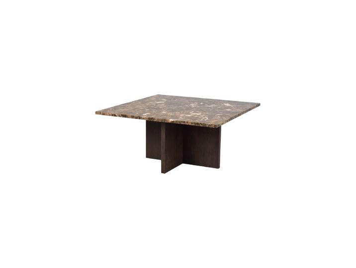 Hochwertiger Marmor Couchtisch „Brooksville“ 90 x 90 cm Eiche Braun / Emperador Marmor Rowico