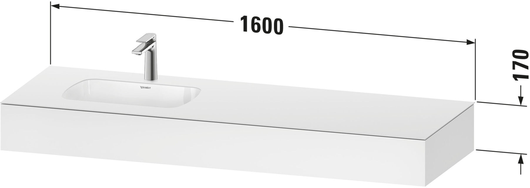 Duravit Einbauwaschtisch-Möbel-Set Qatego 160x55x17cm, m K, 1 AS, m Ü, B l, T matt (QA4693083830000)