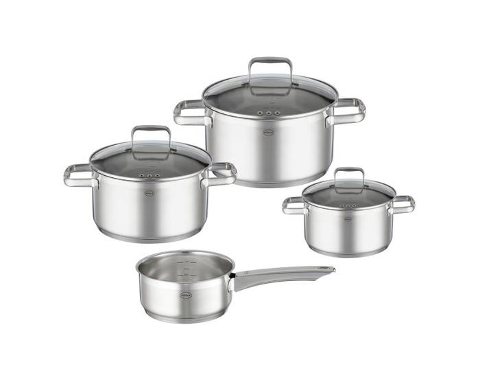 Rösle Kochtopfset Charme, Edelstahl, Metall, 4-teilig, 16 cm,20 cm,16 cm, 31x53x23 cm, Messskala, geschmacksneutral, Kochen, Töpfe, Topfsets