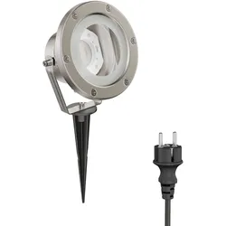 ledscom.de LED Gartenstrahler BULA mit Erdspieß für außen, Edelstahl, ohne Leuchtmittel