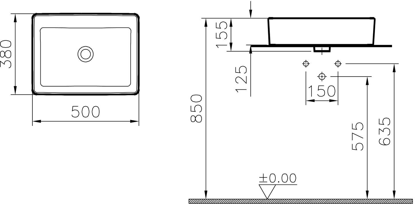 VitrA Options Aufsatzschale Nuo 50 x 38 cm, ohne Überlaufloch