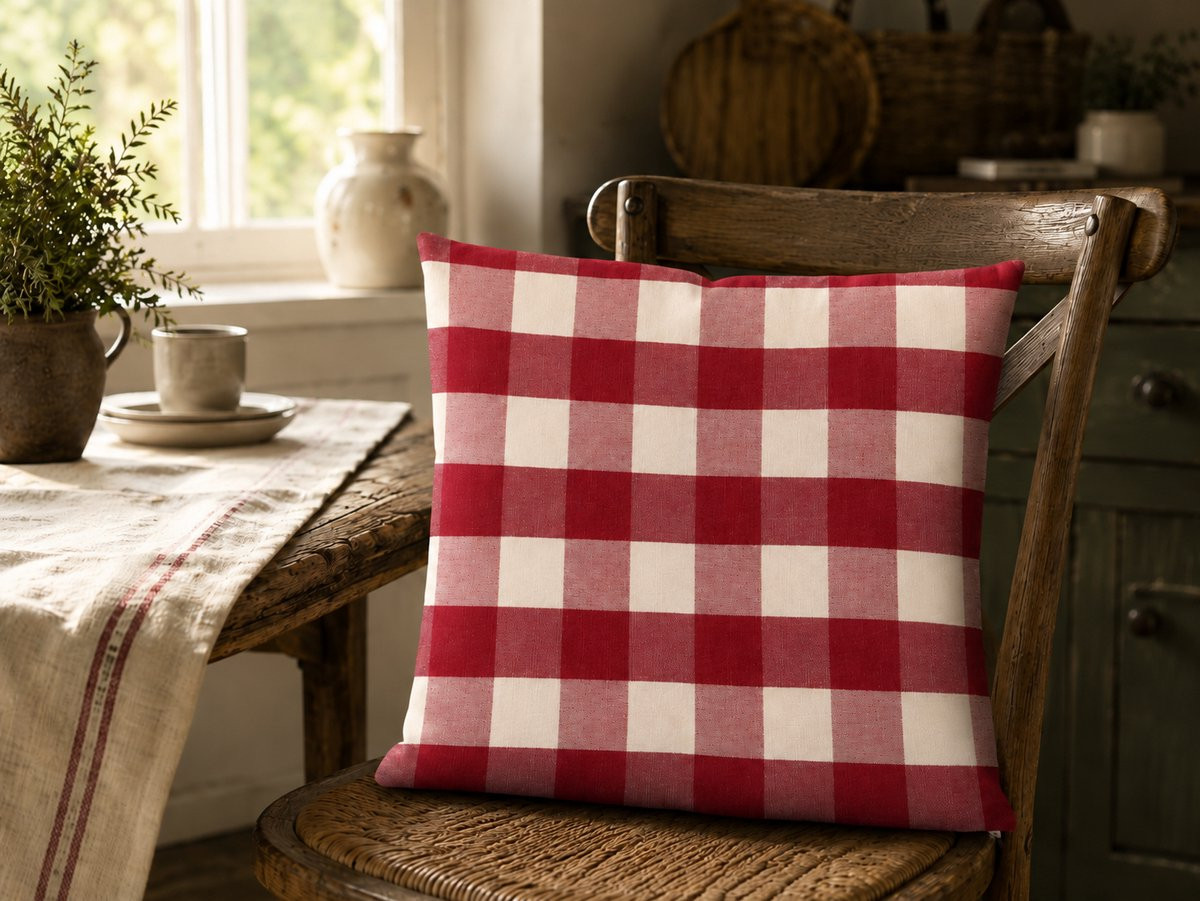 Country Living Collection kussenhoes Rood Geruit 45x45 cm