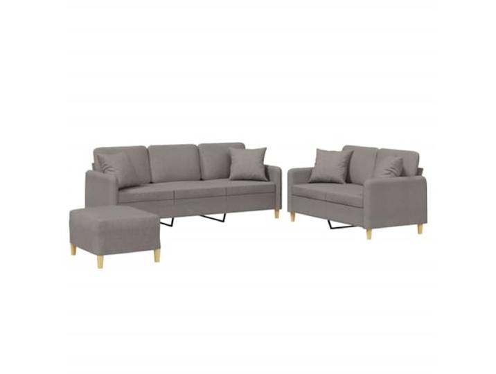 Coespram 3-tlg. Sofagarnitur mit Hocker und Kissen, Taupe Stoff Moderne Polsterecke fuer das Wohnzimmer mit elastischem Schaumstoff und separater Ottomane zum flexiblen Ausruhen.