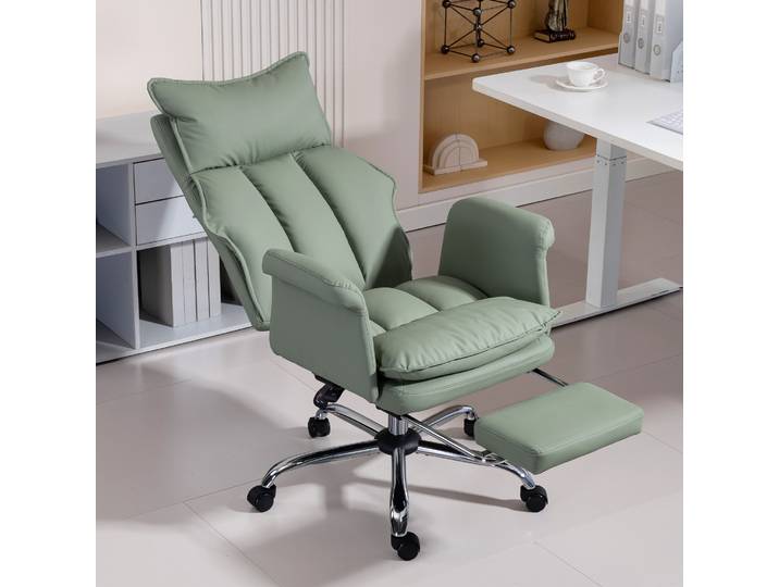 HOMCOM Fauteuil Bureau Inclinable Cuir Synthétique Vert