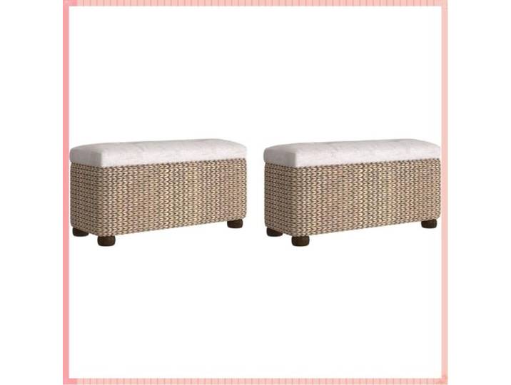 Bancs de rangement avec coussin quenouille - Polyester - Rangement - Chambre - Gris - 69 cm - 2 pcs