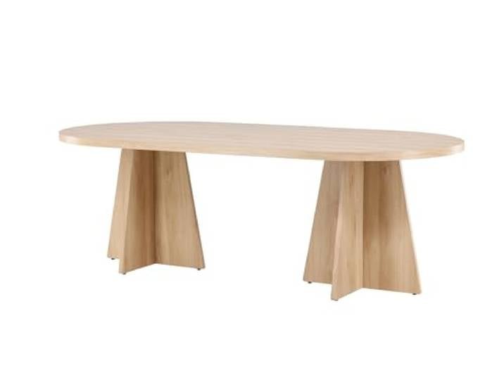 FURNLUX Bootcut Esstisch, Oval, 230x115x76 cm, Beige, MDF, 68 kg