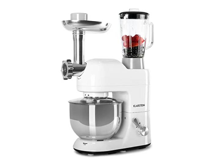 Klarstein Knetmaschine Küchenmaschine mit Fleischwolf, 1800W Teigmaschine Klein, 6 Stufen, Schneebesen Rühr- & Knethaken, Planetenrührwerk, Rührmaschine mit Mixer, Küchenmaschinen 5L Schüssel