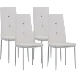 Albatros Esszimmerstühle DIAMOND 4er Set, Weiss - Edler Diamant-Look, Polsterstuhl mit Kunstleder-Bezug, Modernes Stilvolles Design am Esstisch