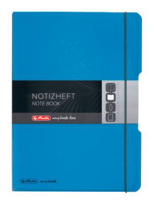 Herlitz Notizbuch my.book, Format DIN A4, Kunststoff, 2 x 40 Blätter kariert/liniert, blau