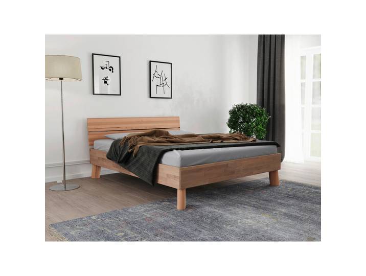 Livetastic Bett Como, Natur, Holz, Kernbuche, vollmassiv, 140x200 cm, FSC 100%, Lattenrosthöhe individuell einstellbar, in verschiedenen Holzarten erhältlich, Schlafzimmer, Betten, Einzelbetten