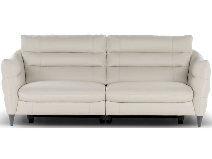 3-Sitzer Sofa, Leder BULL, Bianco Natur, 220×98 cm, Elektrische Relaxfunktion, Modern, Calia Italia