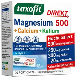 TAXOFIT Magnesium 500+Calcium+Kalium Direkt Gran. 20 St