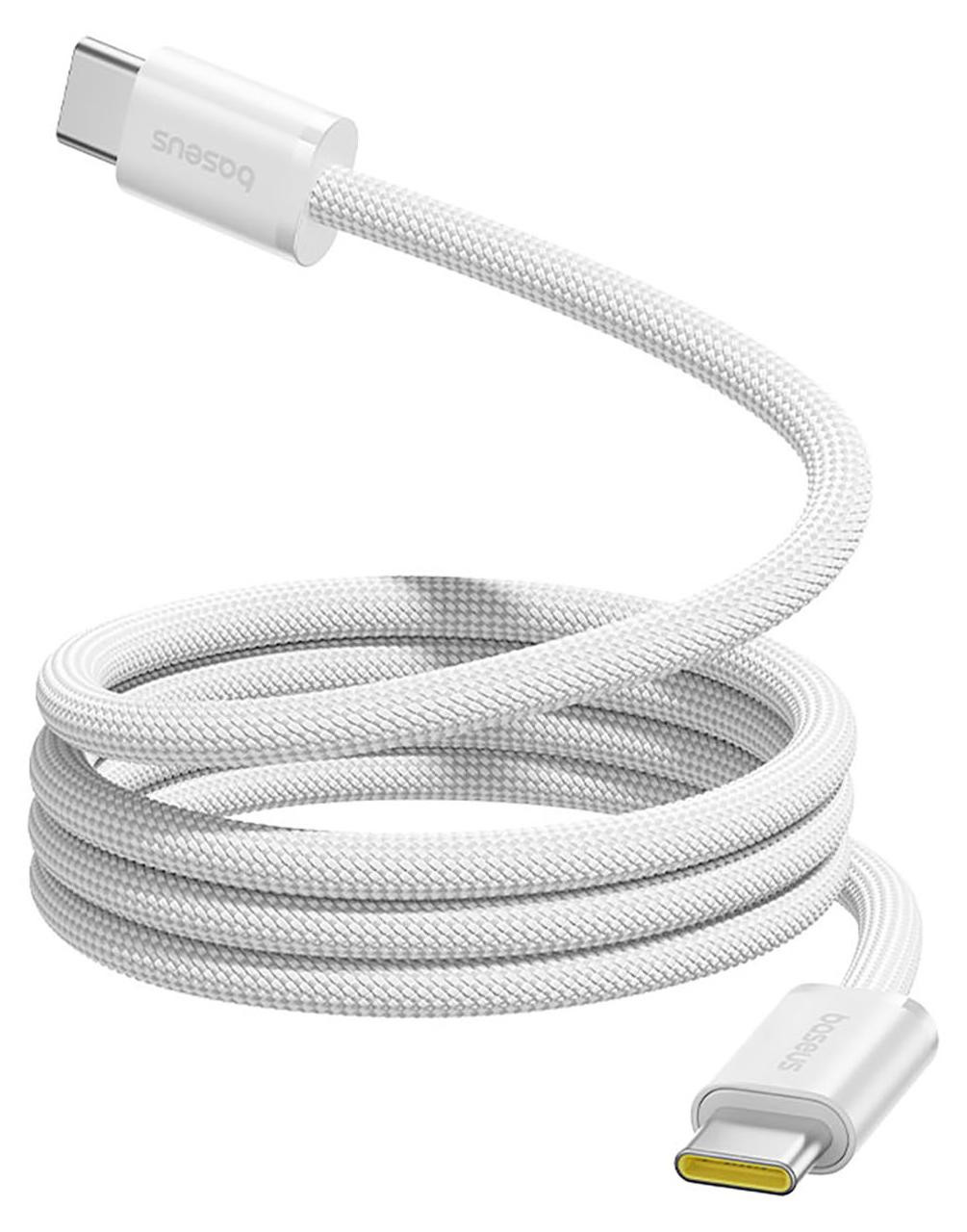 Baseus USB-C magnetische kabel, 100W, 1 meter, wit, nylon